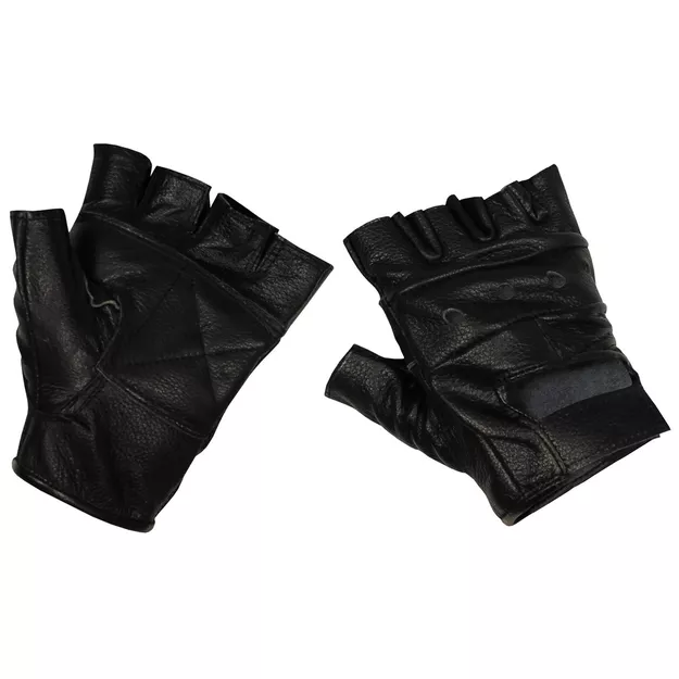 MFH Leather Gloves fingerless Deluxe - skórzane rękawice bez palców - black