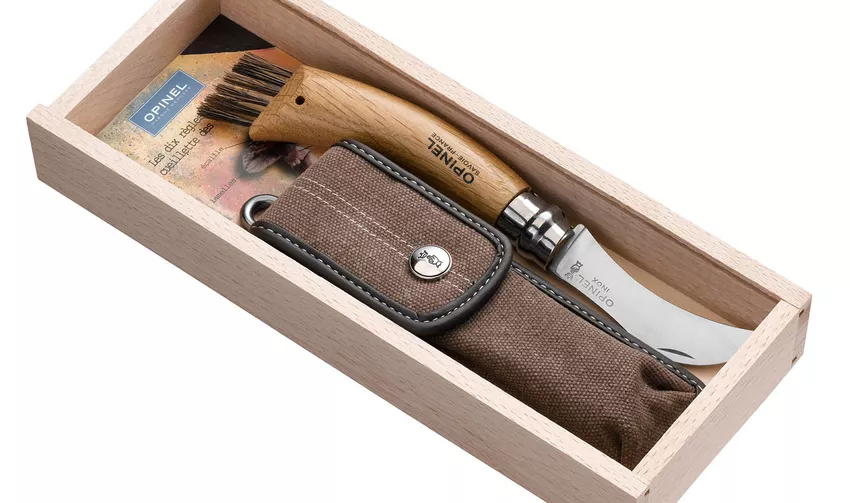 Zestaw na grzybobranie nóż Opinel 8 Grzybiarz + etui Outdoor L