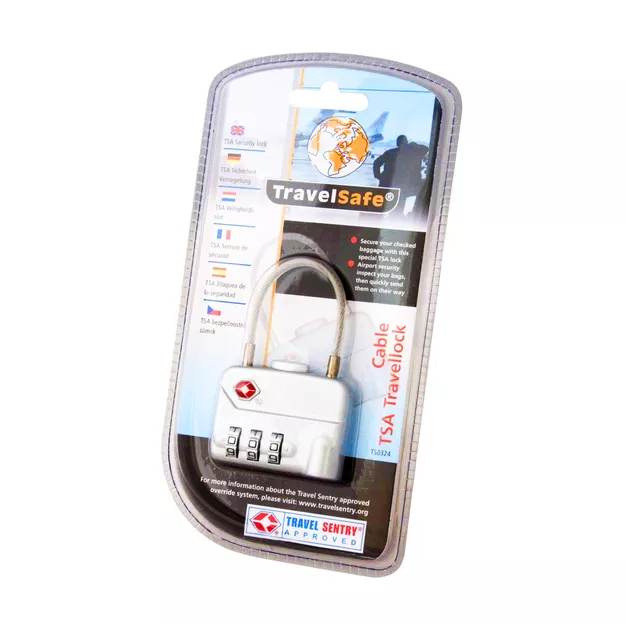 TRAVEL SAFE Kłódka z linką do bagażu Travellock Cable TSA