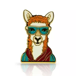 Pin metalowy - Lama w okularach - PINSTORY